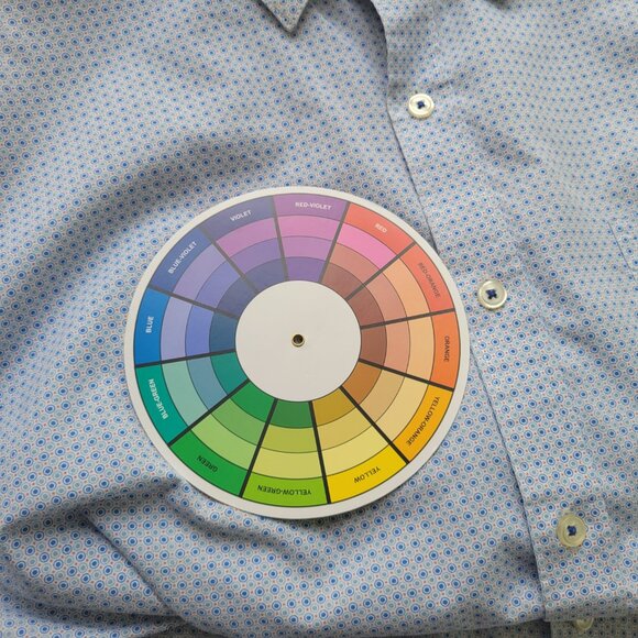 Van Heusen Mens Shirt XXL 18 18.5 Classic Blue Circles Lightweight GEO78XE - Picture 7 of 7